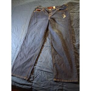 Baby Phat Jeans Womens Size 24 Dark Wash Denim Embellished Rhinestone Plus Size